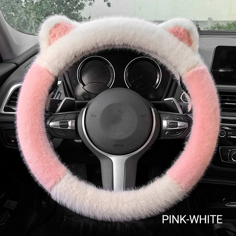 ⏳Limited-time 50% off⏰Universal Non-slip Soft Cute Cat Ears Plush Steering Wheel Cover🐼😽