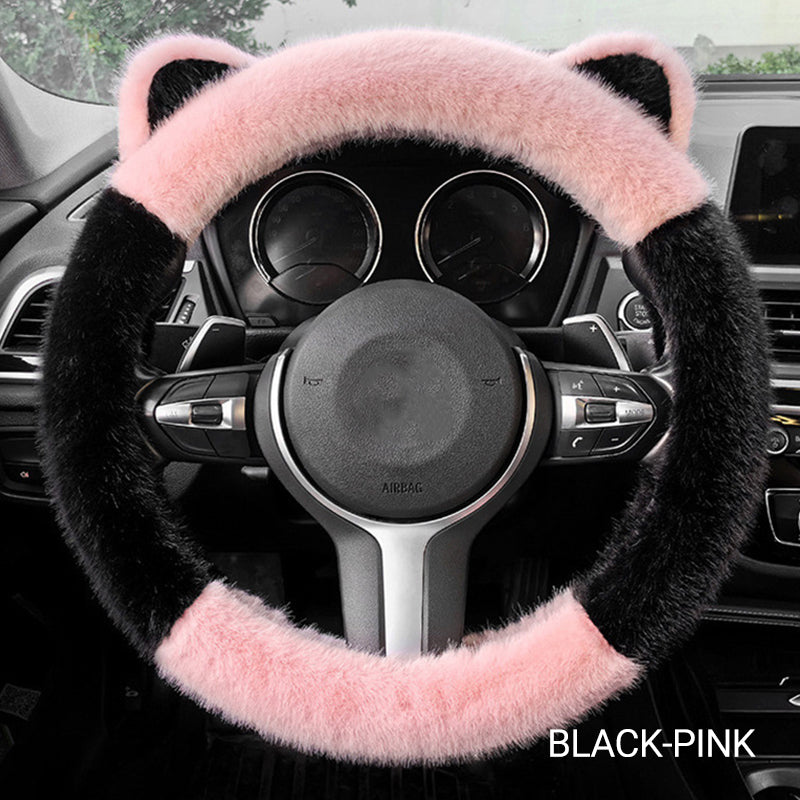 ⏳Limited-time 50% off⏰Universal Non-slip Soft Cute Cat Ears Plush Steering Wheel Cover🐼😽