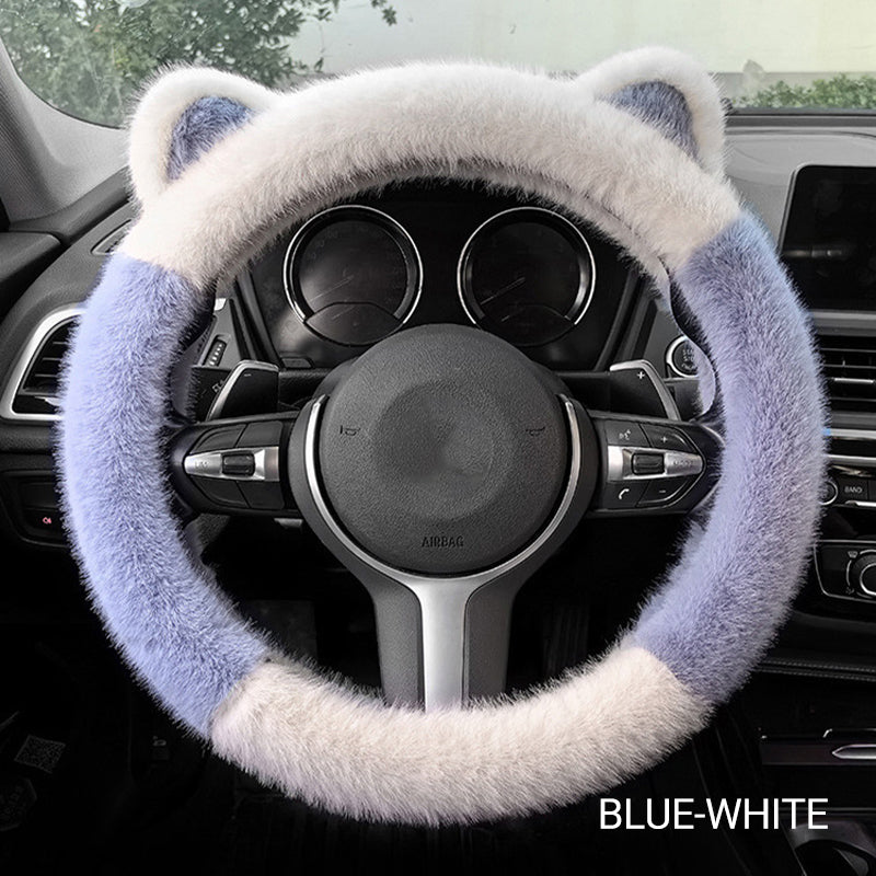 ⏳Limited-time 50% off⏰Universal Non-slip Soft Cute Cat Ears Plush Steering Wheel Cover🐼😽