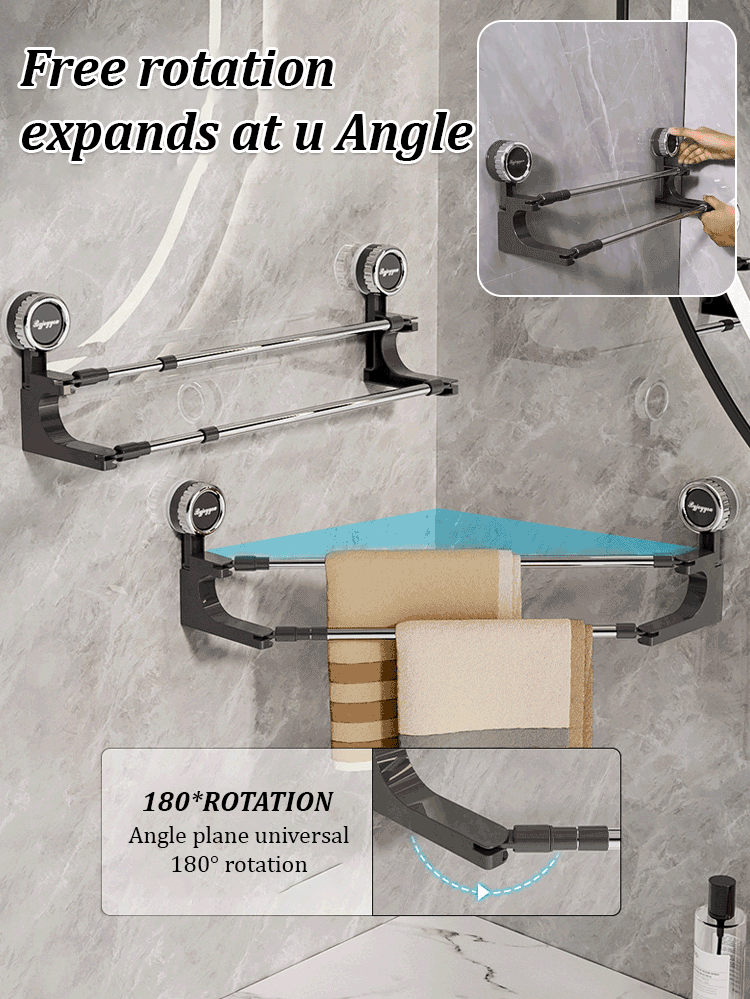Suction Cup Hanging Double Bar Towel Rack