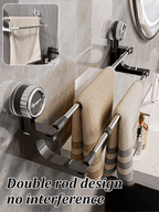 Suction Cup Hanging Double Bar Towel Rack