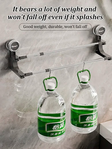 Suction Cup Hanging Double Bar Towel Rack