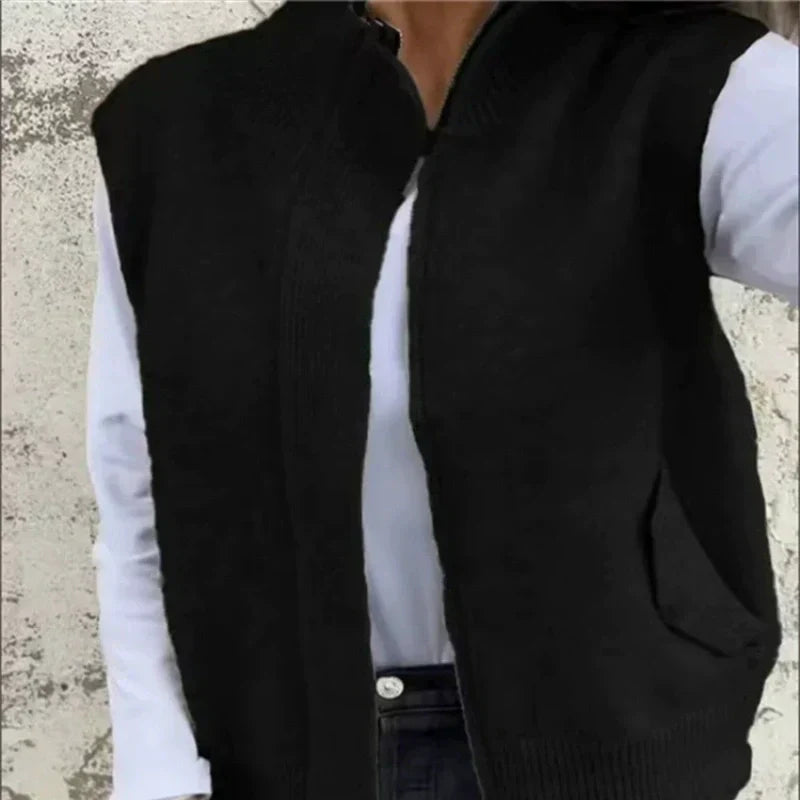 Women's Warm Zippered Fashion Sweater Vest