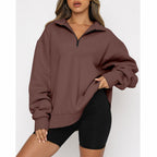 Womens Zip-Up Dropped Shoulder Sweatshirt