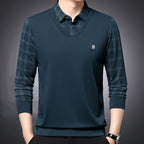Men's fake two-part collar long-sleeved t-shirt