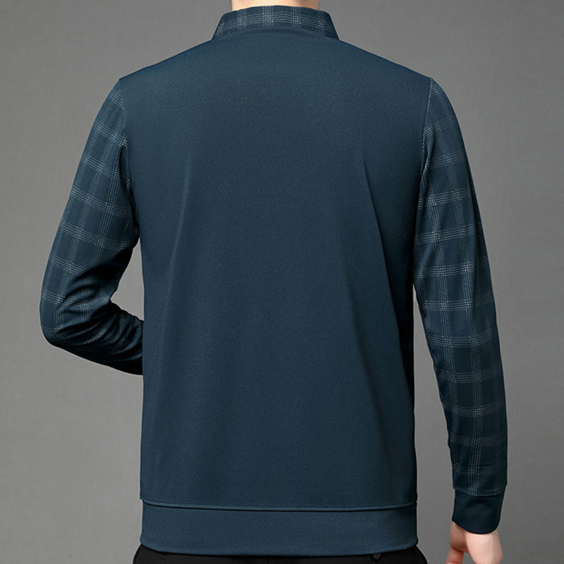 Men's fake two-part collar long-sleeved t-shirt
