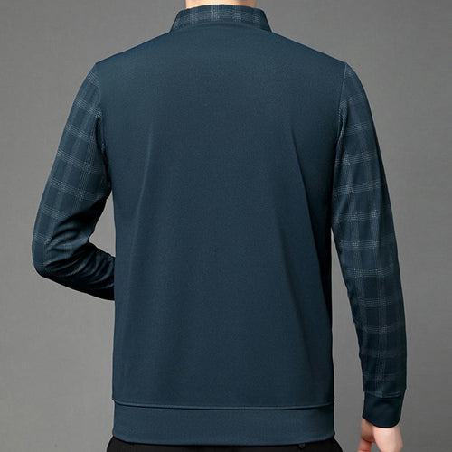 Men's fake two-part collar long-sleeved t-shirt