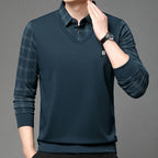 Men's fake two-part collar long-sleeved t-shirt