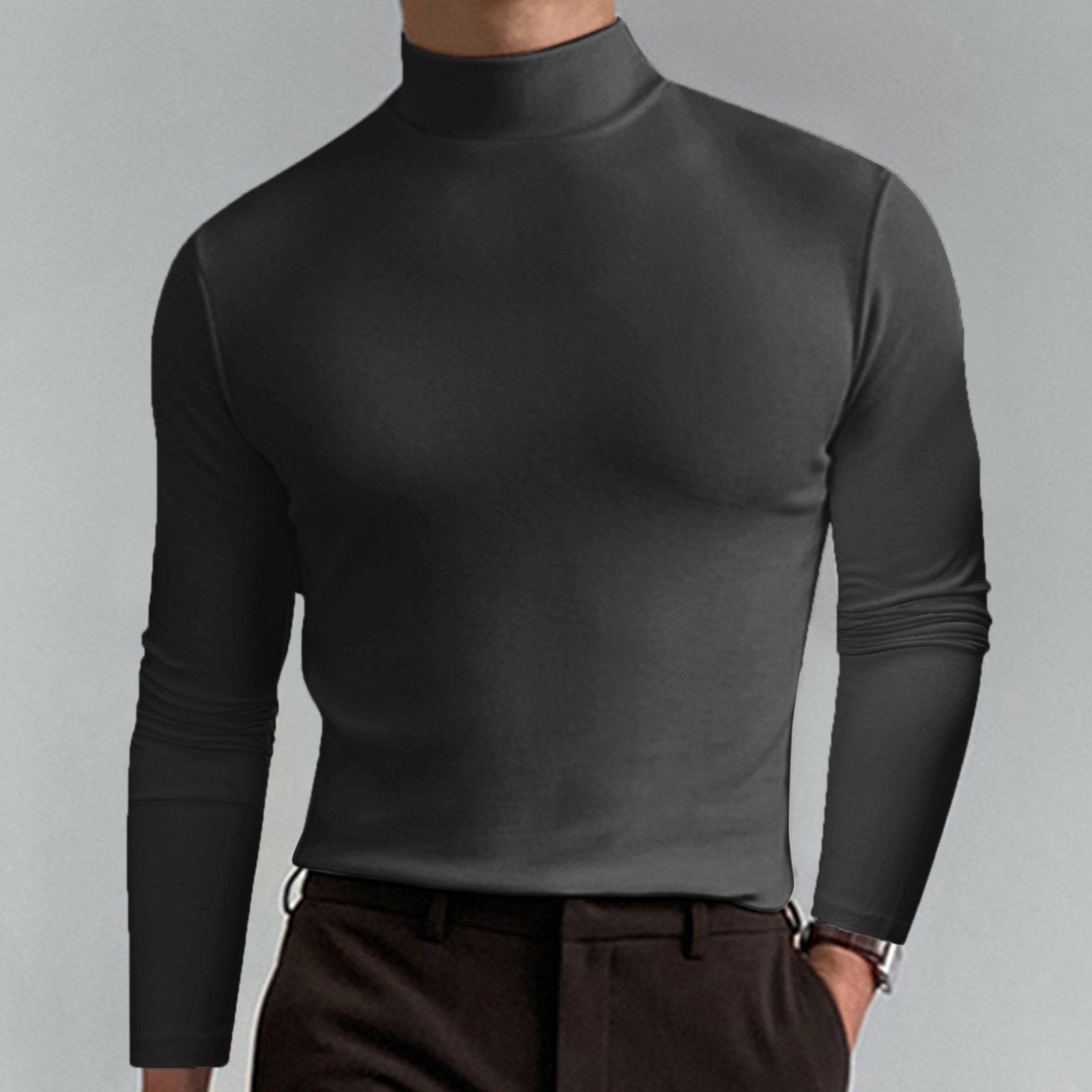 ⏳Limited-time 50% off⏰Mens High Neck Slim Fit Long Sleeve T-shirt👔