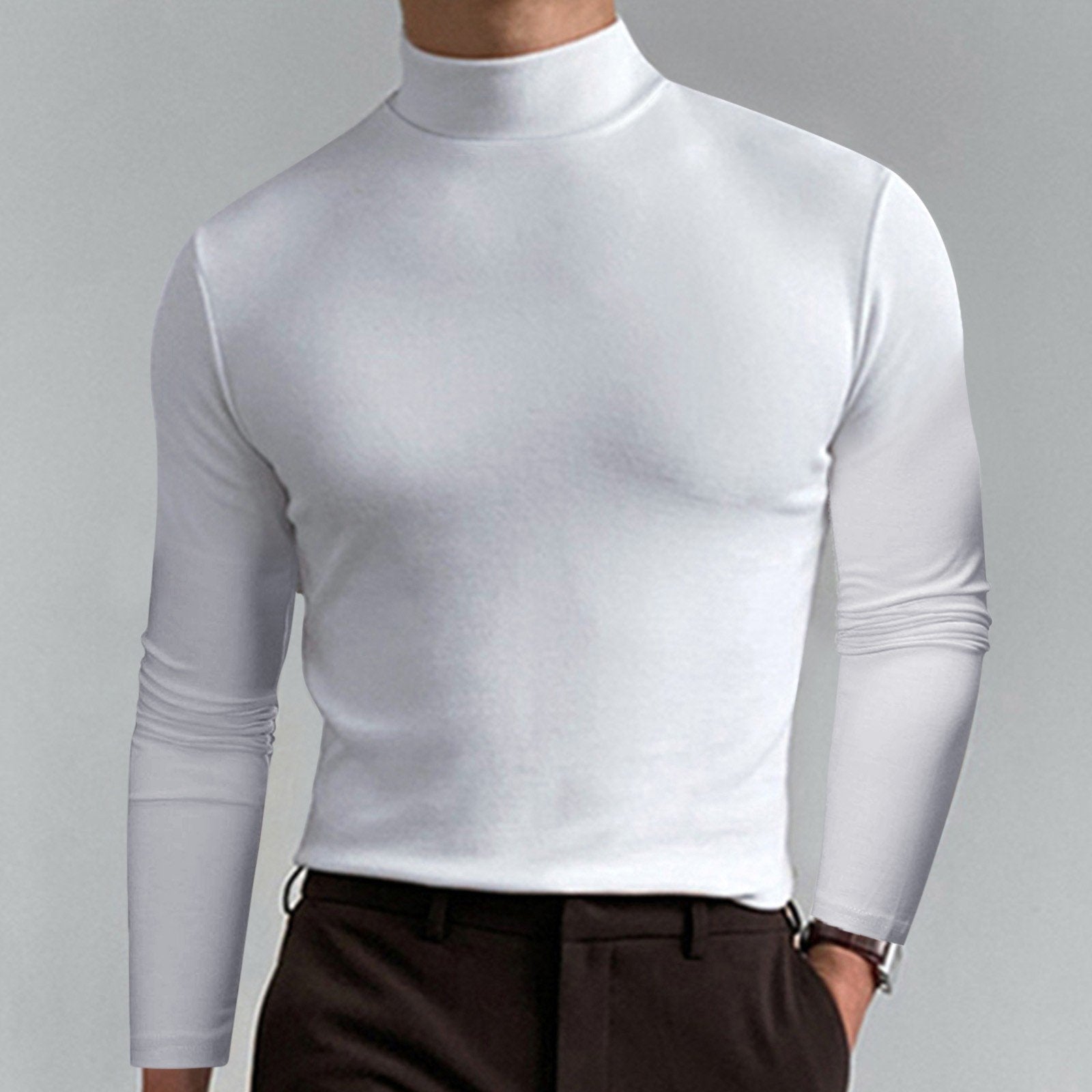 ⏳Limited-time 50% off⏰Mens High Neck Slim Fit Long Sleeve T-shirt👔