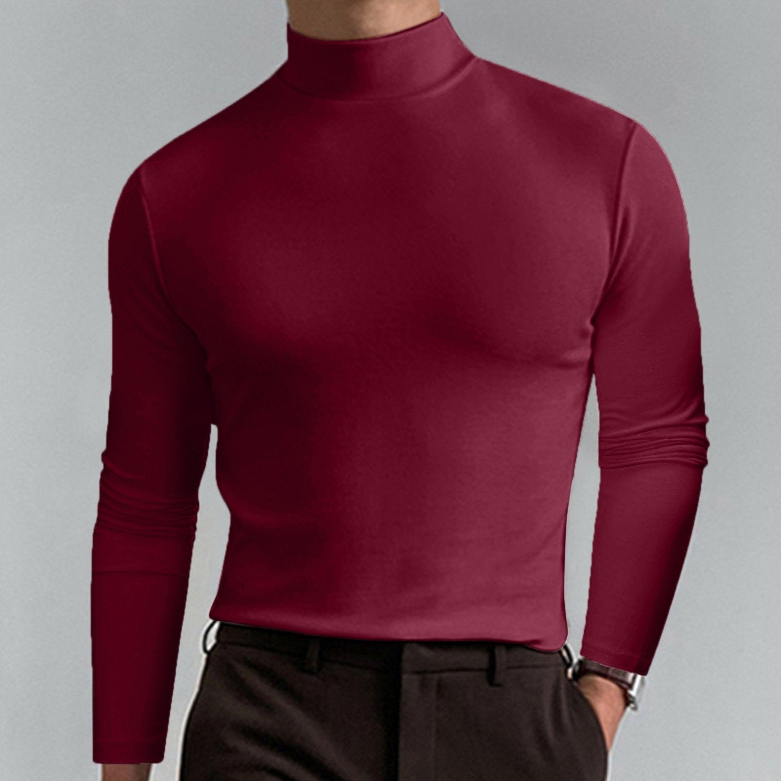 ⏳Limited-time 50% off⏰Mens High Neck Slim Fit Long Sleeve T-shirt👔