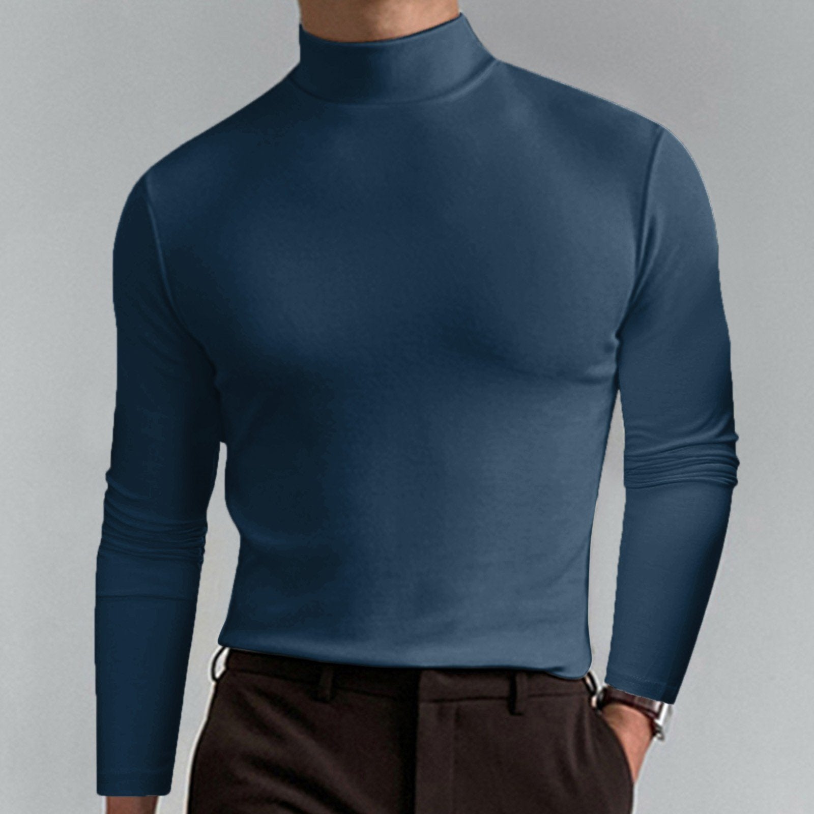 ⏳Limited-time 50% off⏰Mens High Neck Slim Fit Long Sleeve T-shirt👔