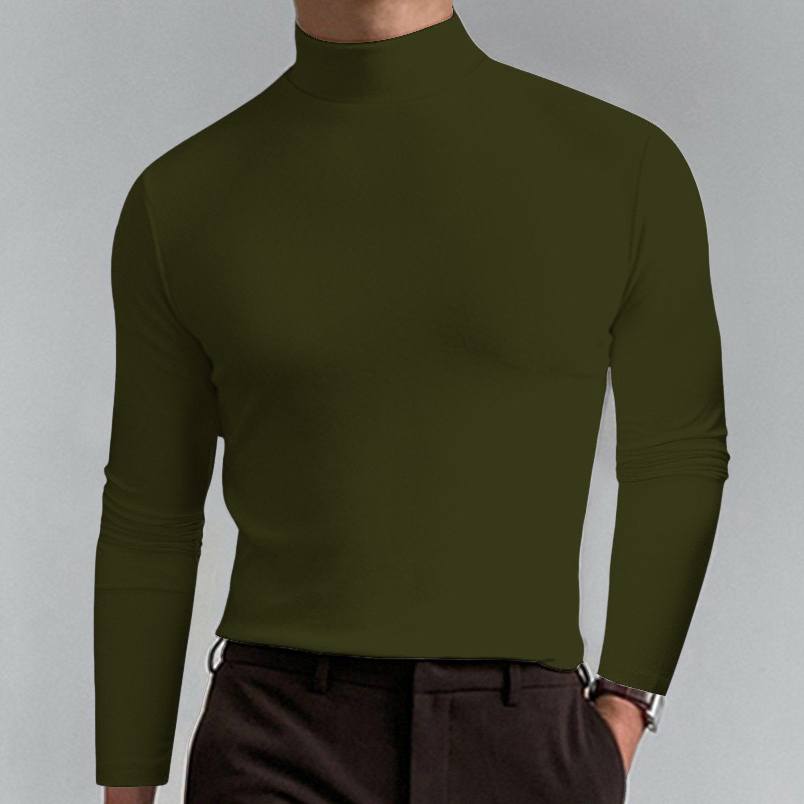 ⏳Limited-time 50% off⏰Mens High Neck Slim Fit Long Sleeve T-shirt👔
