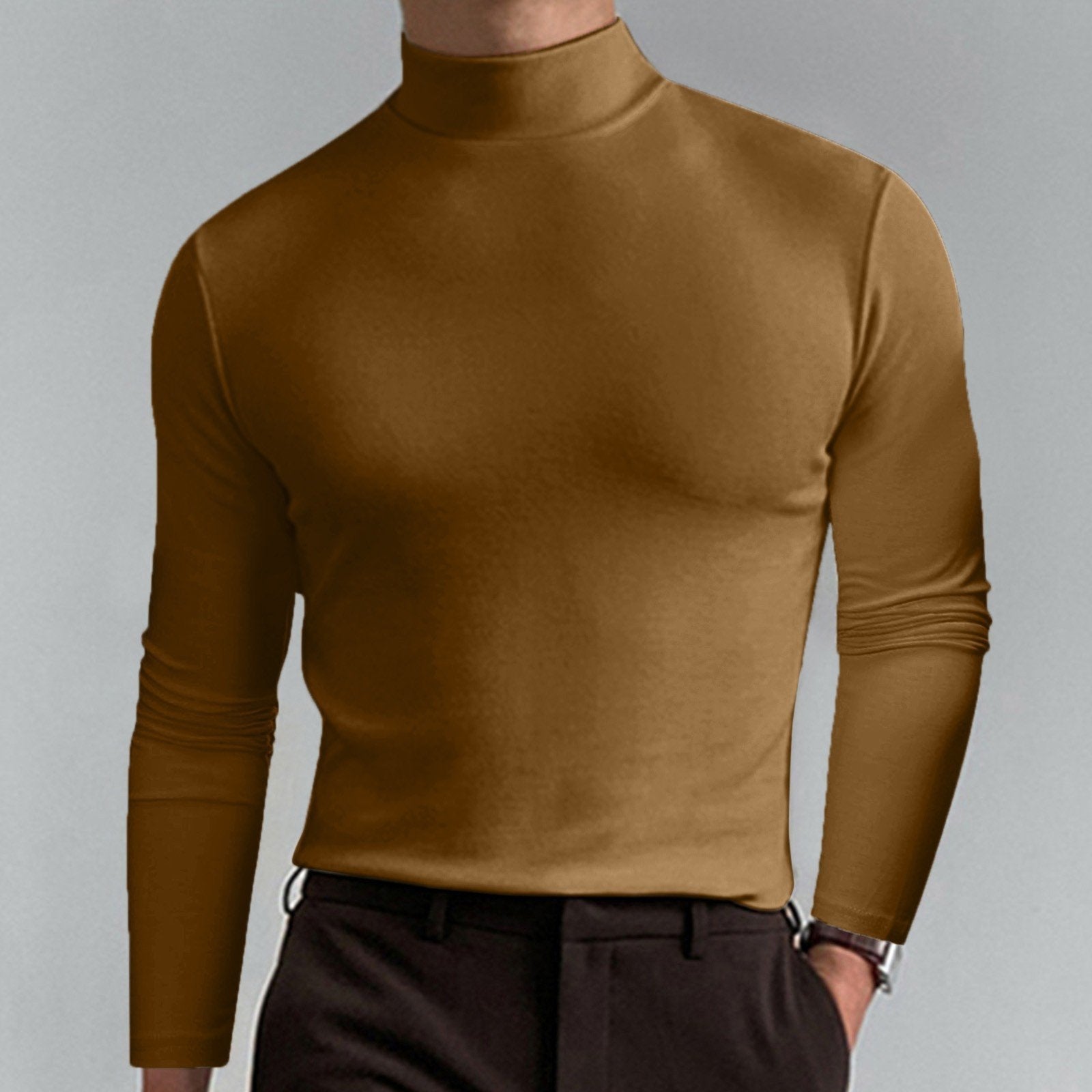 ⏳Limited-time 50% off⏰Mens High Neck Slim Fit Long Sleeve T-shirt👔