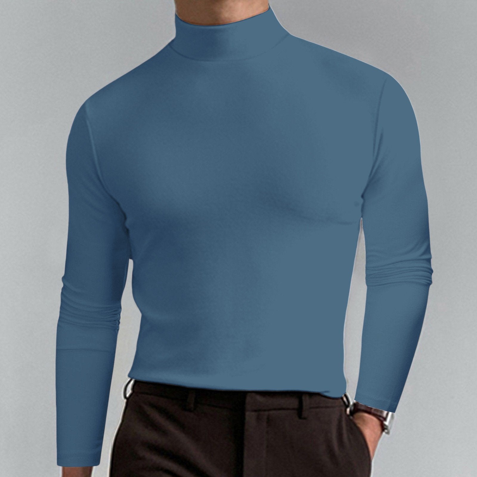 ⏳Limited-time 50% off⏰Mens High Neck Slim Fit Long Sleeve T-shirt👔