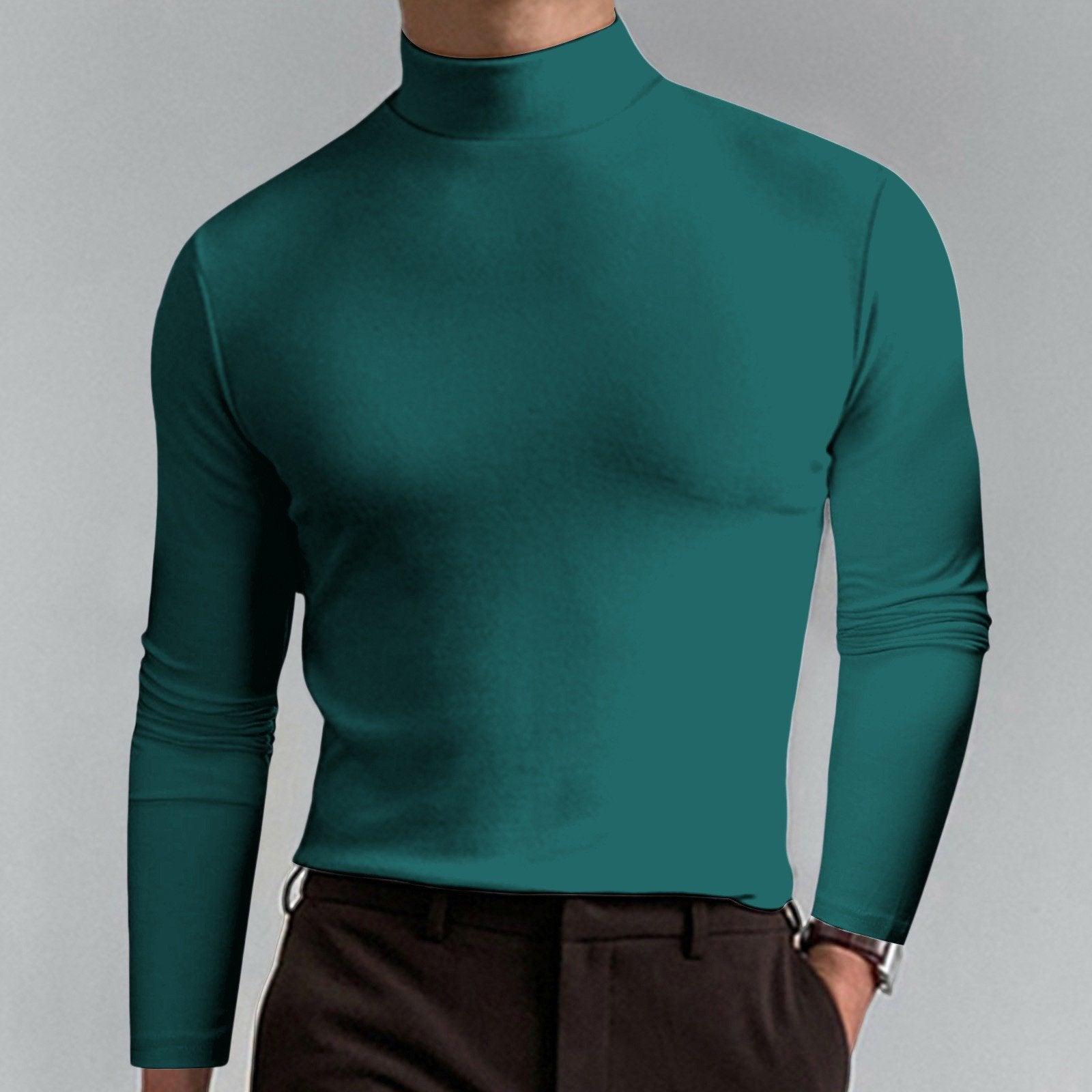 ⏳Limited-time 50% off⏰Mens High Neck Slim Fit Long Sleeve T-shirt👔