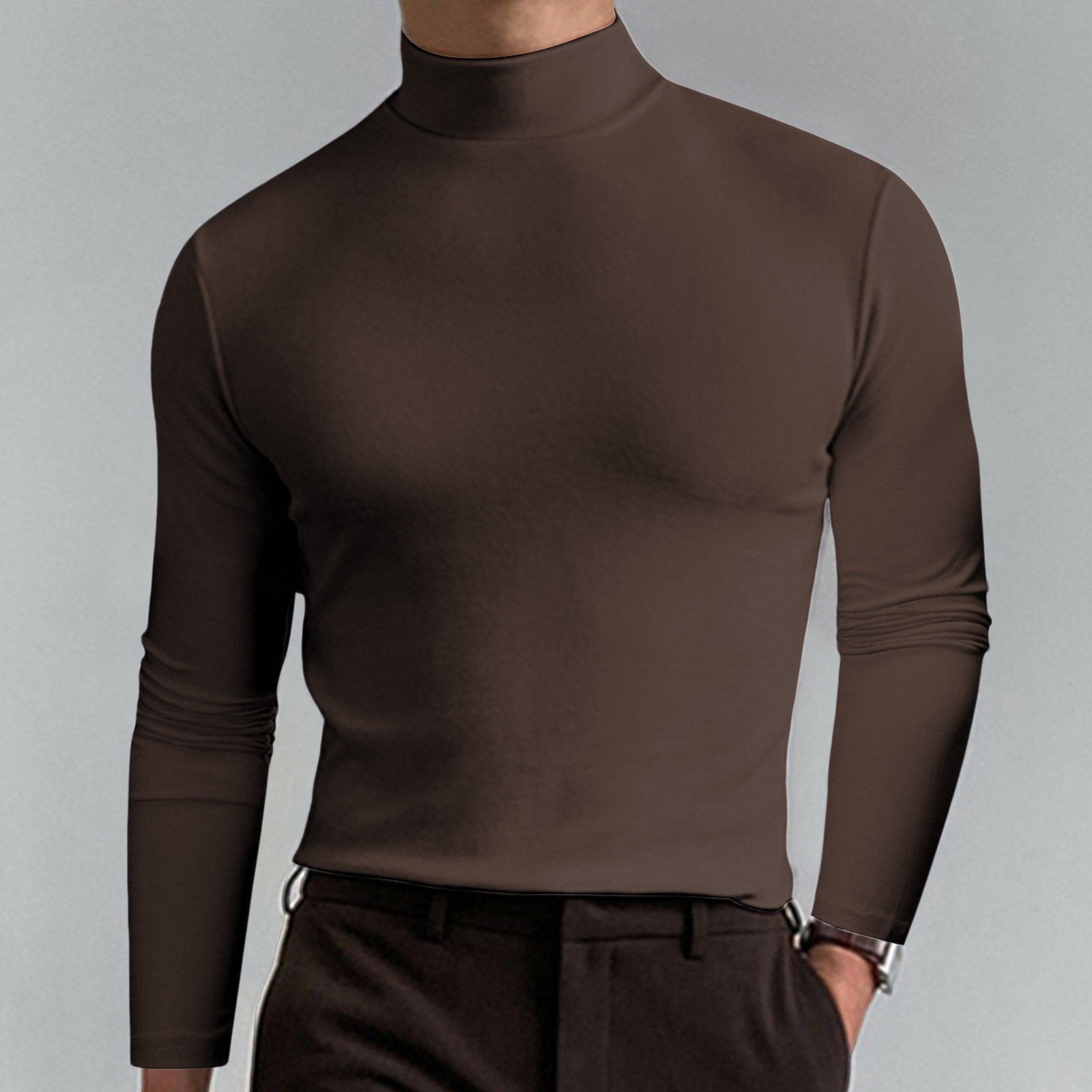 ⏳Limited-time 50% off⏰Mens High Neck Slim Fit Long Sleeve T-shirt👔