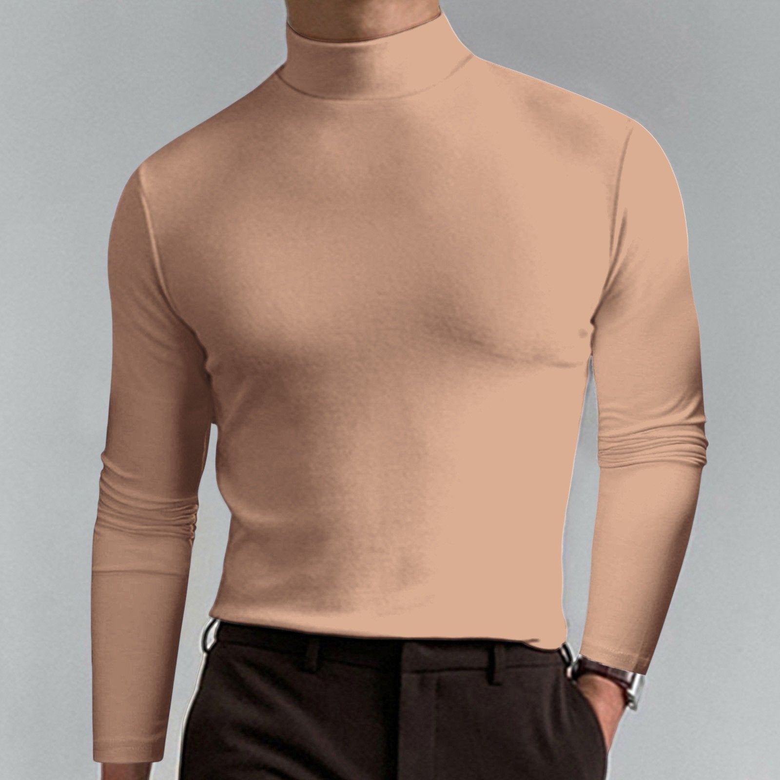 ⏳Limited-time 50% off⏰Mens High Neck Slim Fit Long Sleeve T-shirt👔