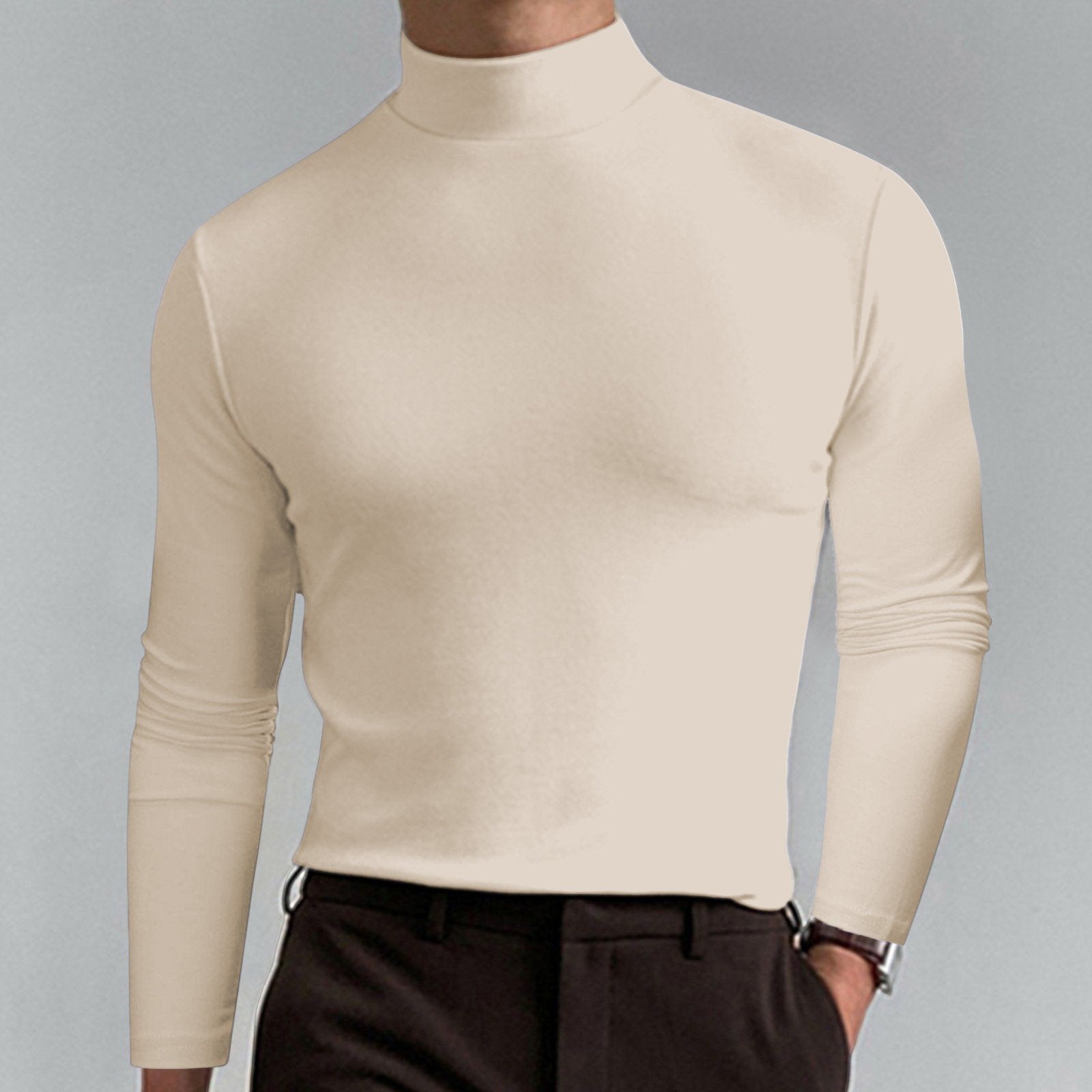 ⏳Limited-time 50% off⏰Mens High Neck Slim Fit Long Sleeve T-shirt👔