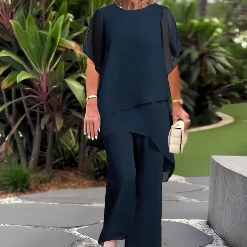 ⏳Limited-time 50% off⏰Charming Irregular Top & Wide Leg Pants Set👚👖