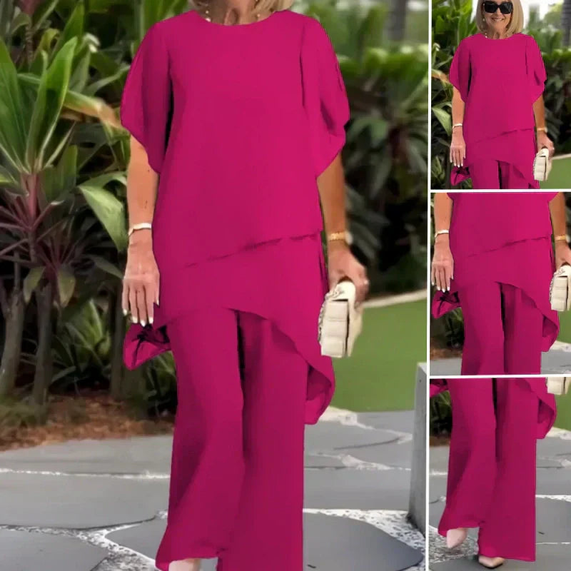 ⏳Limited-time 50% off⏰Charming Irregular Top & Wide Leg Pants Set👚👖
