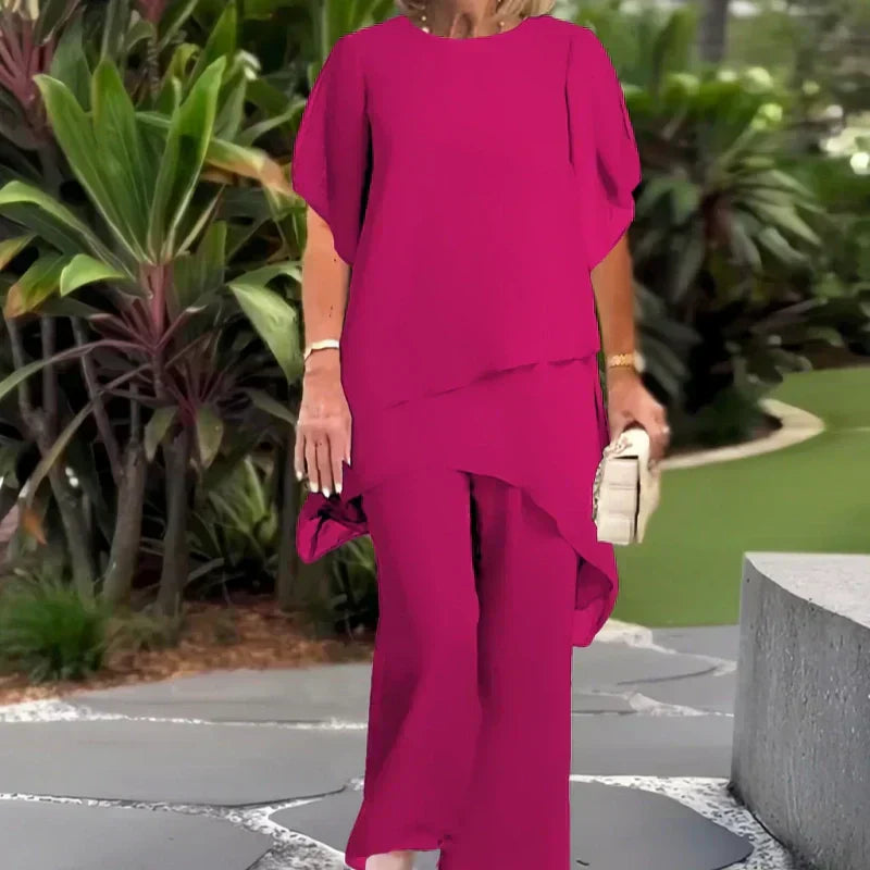 ⏳Limited-time 50% off⏰Charming Irregular Top & Wide Leg Pants Set👚👖