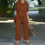 ⏳Limited-time 50% off⏰Elegant Women's Relaxed Fit 3-Piece Set👚👖