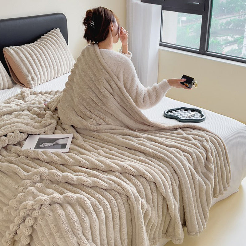 ⏳Limited-time 50% off⏰Super Soft Fur Ribbed Fleece Throw Blanket⛄🔥