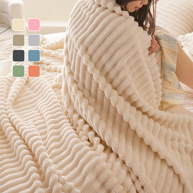 ⏳Limited-time 50% off⏰Super Soft Fur Ribbed Fleece Throw Blanket⛄🔥
