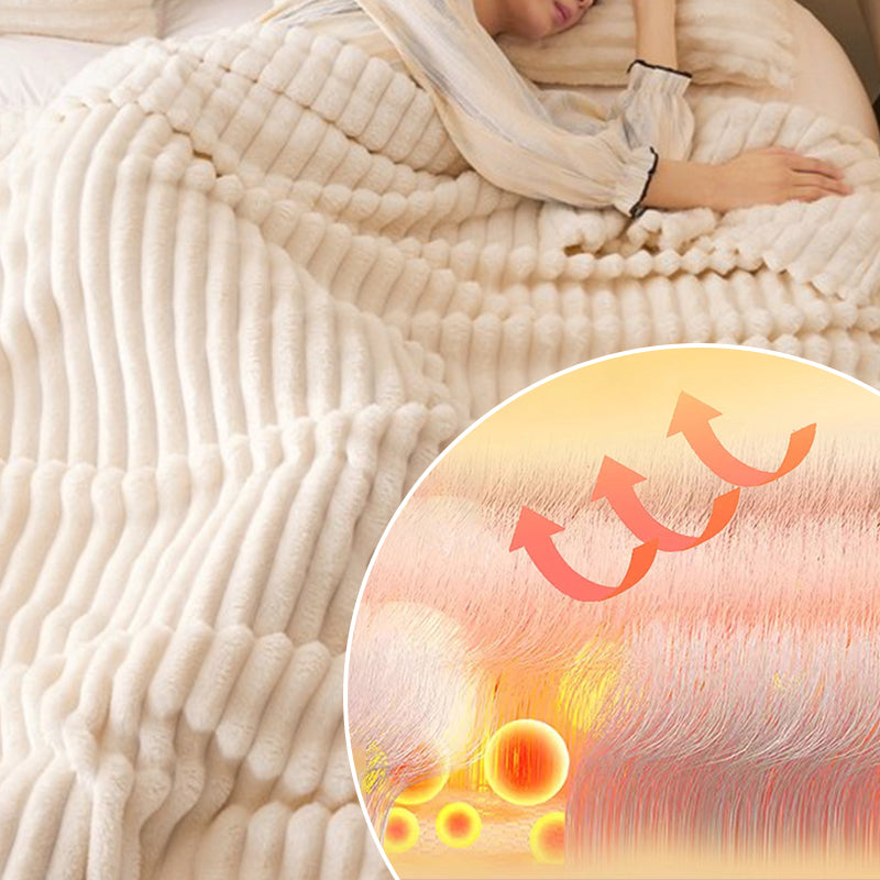 ⏳Limited-time 50% off⏰Super Soft Fur Ribbed Fleece Throw Blanket⛄🔥