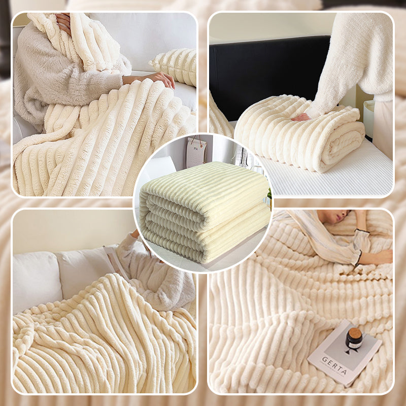 ⏳Limited-time 50% off⏰Super Soft Fur Ribbed Fleece Throw Blanket⛄🔥