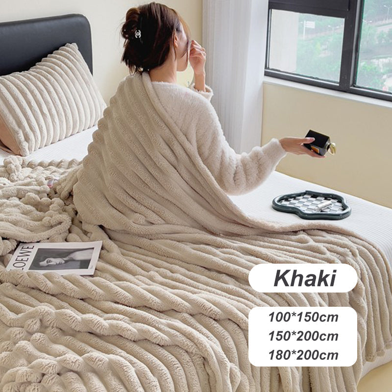 ⏳Limited-time 50% off⏰Super Soft Fur Ribbed Fleece Throw Blanket⛄🔥