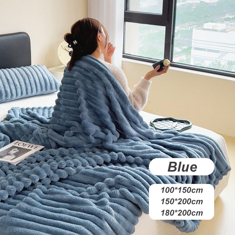 ⏳Limited-time 50% off⏰Super Soft Fur Ribbed Fleece Throw Blanket⛄🔥
