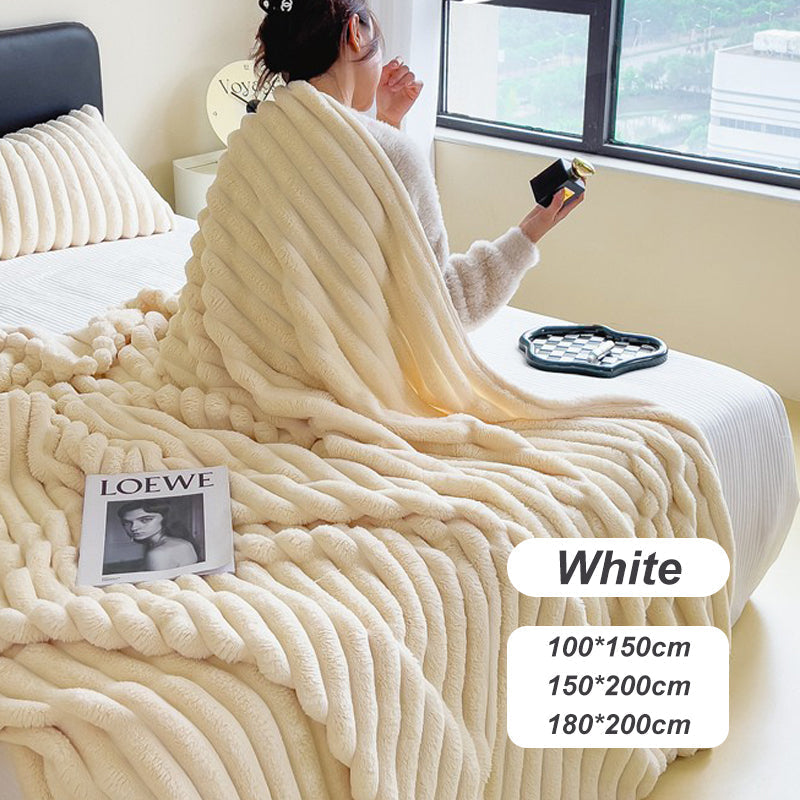 ⏳Limited-time 50% off⏰Super Soft Fur Ribbed Fleece Throw Blanket⛄🔥