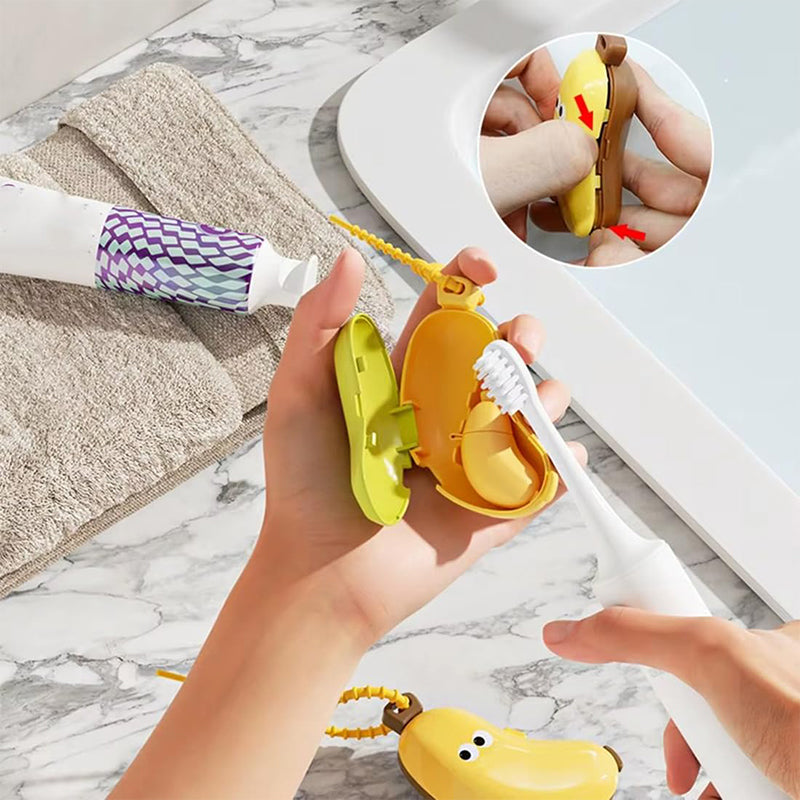 ⏳Limited-time 50% off⏰Travel Portable Cute Banana Toothbrush Storage Case with Toothpaste Dispenser🪥🍌