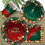 ⏳Limited-time 50% off⏰Christmas Disposable Paper Tableware Set for 16 Guests🍽️🎄