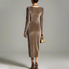 ⏳Limited-time 50% off⏰Long Sleeve Cowl Neck Bodycon Dress with Thigh Slit👗