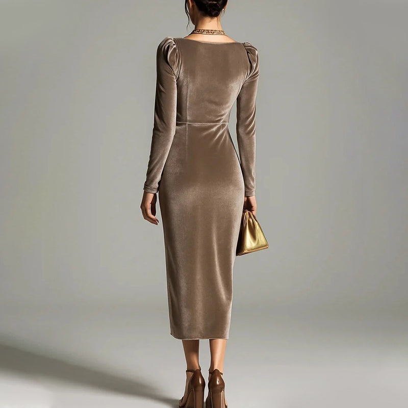 ⏳Limited-time 50% off⏰Long Sleeve Cowl Neck Bodycon Dress with Thigh Slit👗