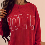 ⏳Limited-time 50% off⏰Festive Stripe 2-Piece Set: Long-Sleeve Top & Drawstring Wide-Leg Pants👚👖