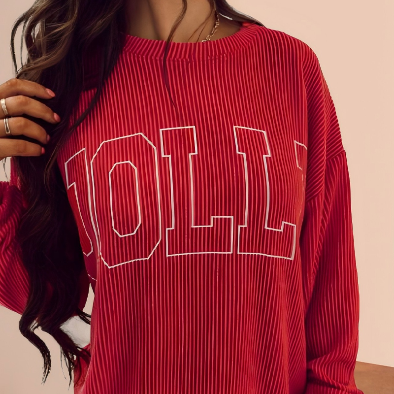 ⏳Limited-time 50% off⏰Festive Stripe 2-Piece Set: Long-Sleeve Top & Drawstring Wide-Leg Pants👚👖