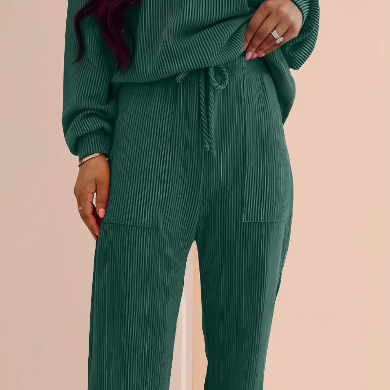 ⏳Limited-time 50% off⏰Festive Stripe 2-Piece Set: Long-Sleeve Top & Drawstring Wide-Leg Pants👚👖