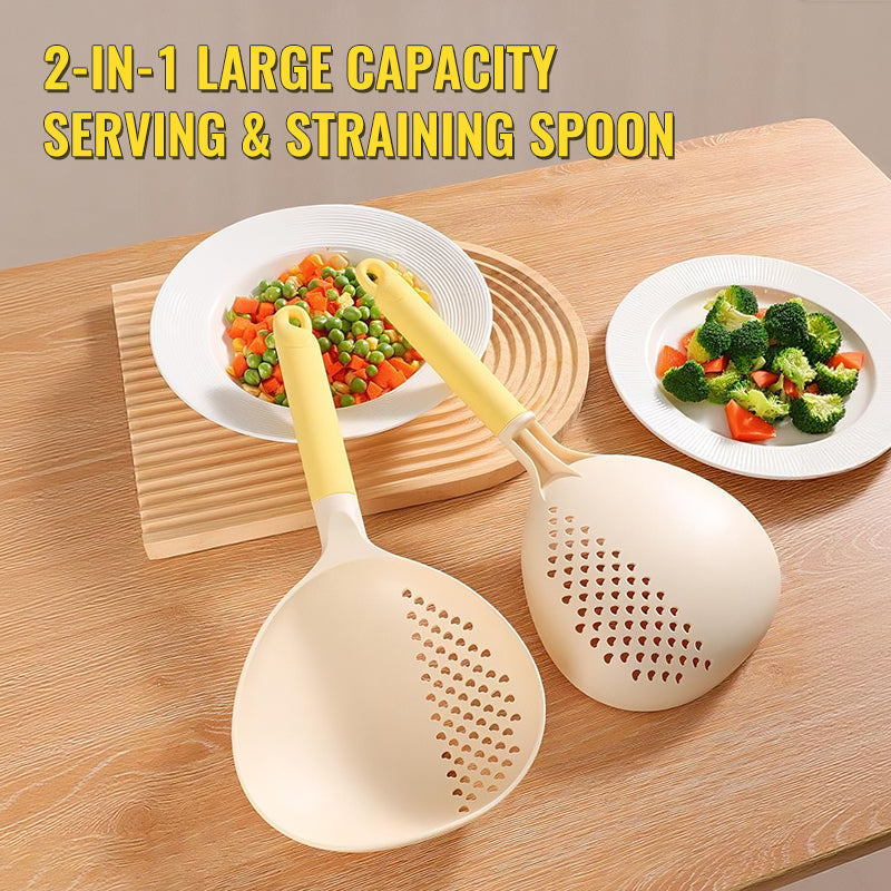 ⏳Limited-time 50% off⏰2-in-1 Large Capacity Serving &amp; Straining Spoon🍝🥄
