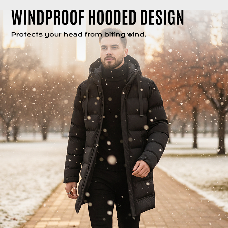 ⏳Limited-time 50% off⏰Men's Mid-Length Hooded Puffer Jacket🧥