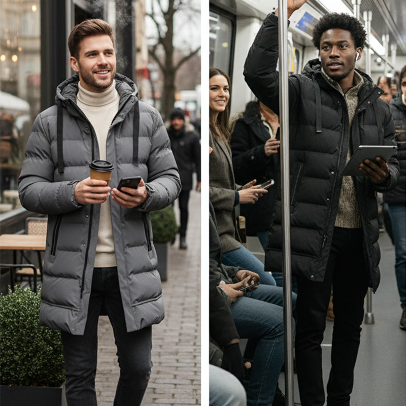 ⏳Limited-time 50% off⏰Men's Mid-Length Hooded Puffer Jacket🧥