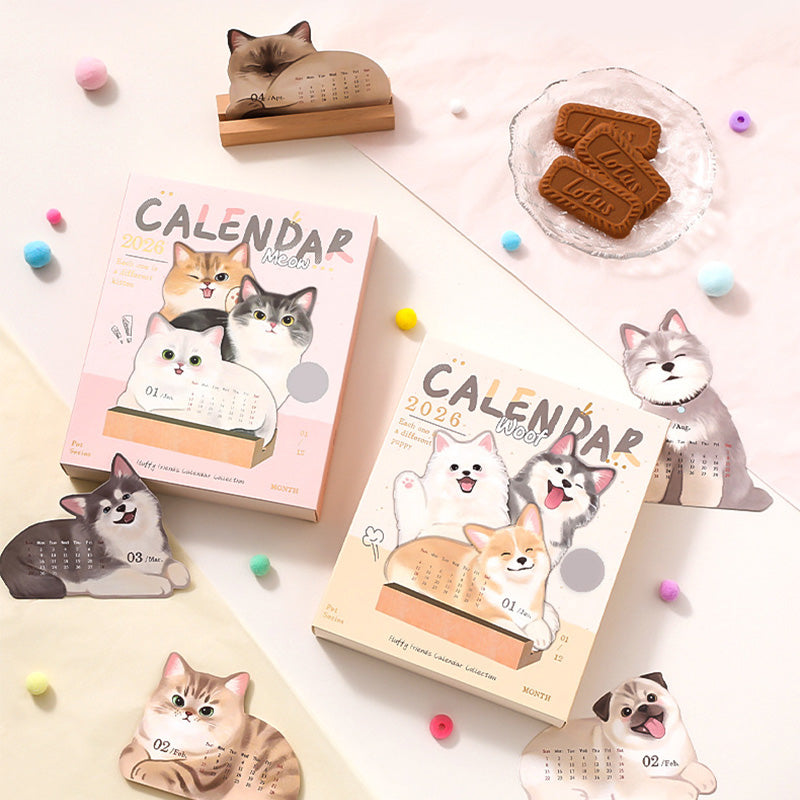 ⏳Limited-time 50% off⏰2026 3D Cats & Dogs Desk Calendar😻📆