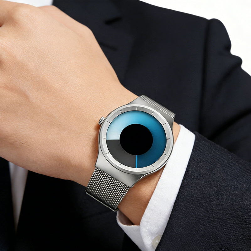 ⏳Limited-time 50% off⏰Men’s Futuristic Minimalist Watch with Creative Rotating Disk Dial⌚