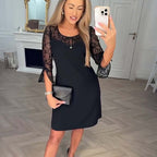 ⏳Limited-time 50% off⏰Sheer Lace Long Sleeve A-Line Mini Dress👗