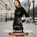 ⏳Limited-time 50% off⏰Chic Stand Collar Slim Fit Patchwork Dress👗