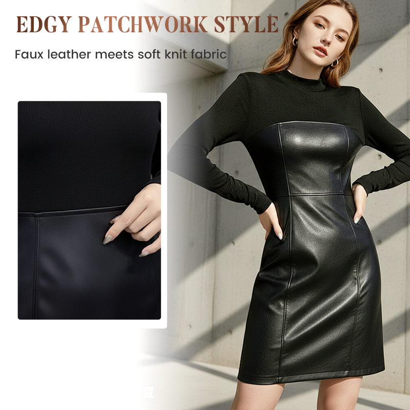 ⏳Limited-time 50% off⏰Chic Stand Collar Slim Fit Patchwork Dress👗
