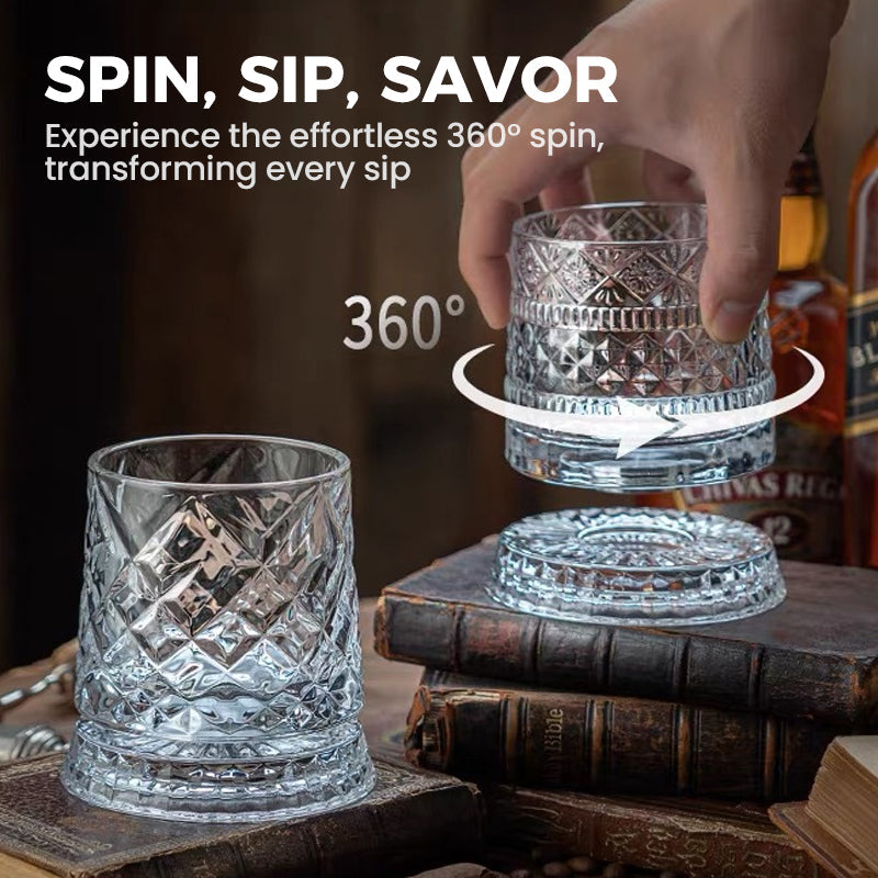 ⏳Limited-time 50% off⏰360° Rotating Whiskey Glass Tumbler🍺